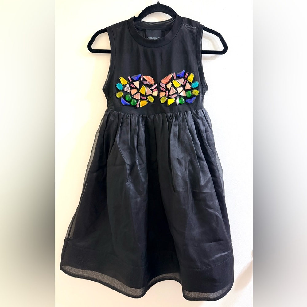 💎Cynthia Rowley Jewel Cascade Organza Mini Dress with Sheer Top – Size Small NWT - Picture 5 of 14